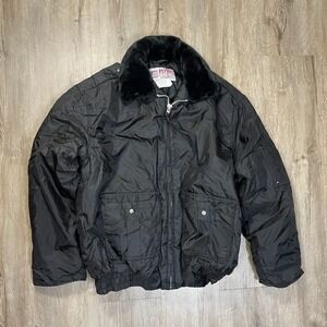 National Patrol Fur Collar Jacket Coat Medium Black Security Uniform